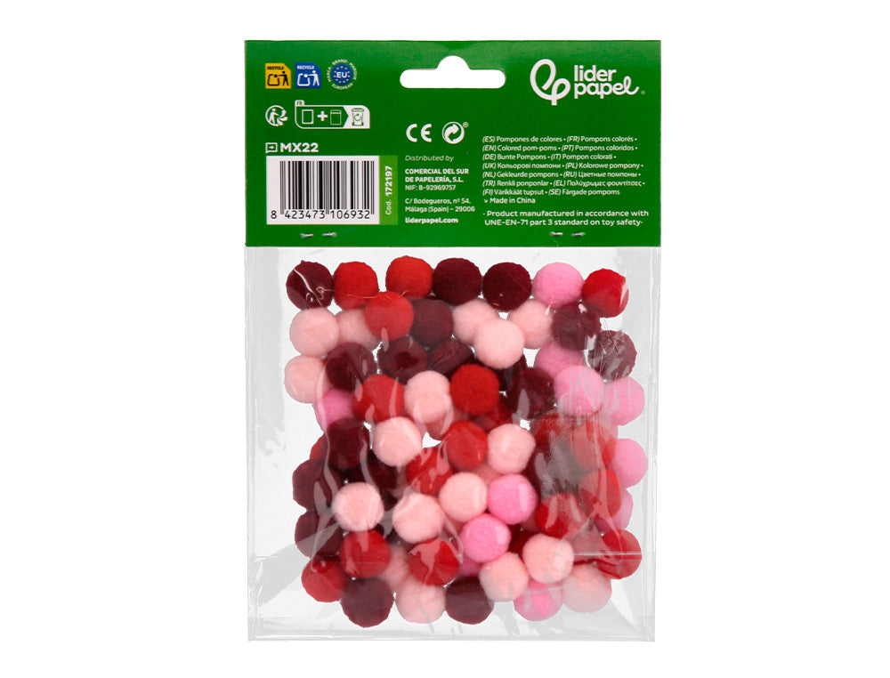 Pompones de colores liderpapel 1,5 cm bolsa con 80 unidades