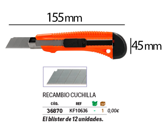 Cuter q-connect plastico ancho retractil cuchilla 18 mm xd-38 blister 1 unidad
