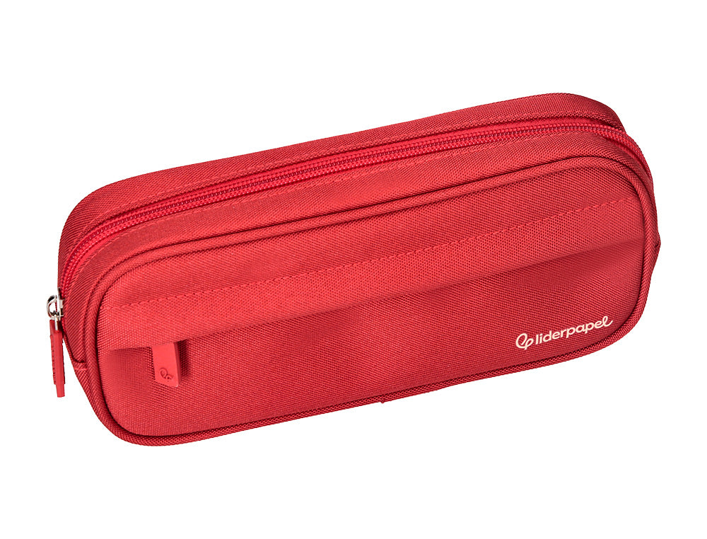 Estuche portatodo liderpapel classic ovalado 2 cremalleras con bolsillo delantero 210x90mm