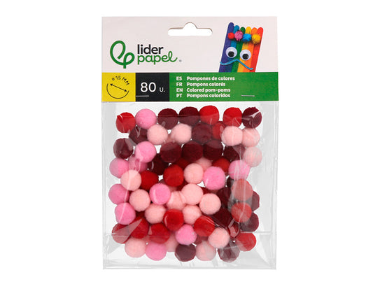 Pompones de colores liderpapel 1,5 cm bolsa con 80 unidades
