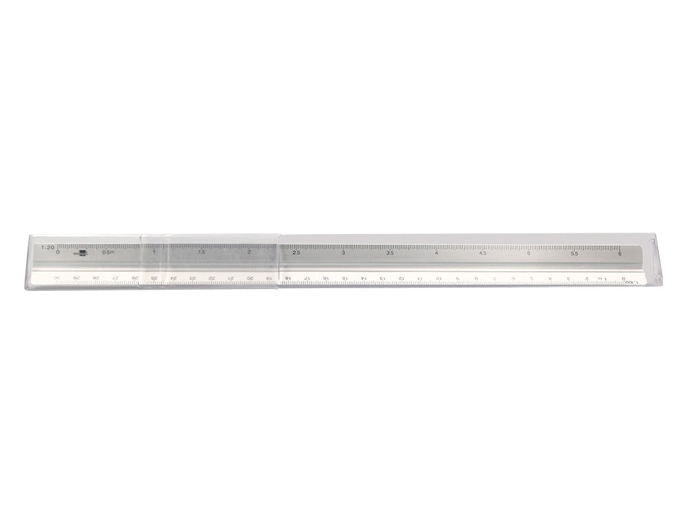 Escala liderpapel aluminio forma triangular con funda protectora longitud 30 cm 1:20 1:25/1:50/1:75/1:100/1:150