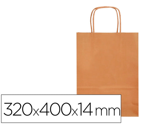 Bolsa papel q-connect celulosa natural liso l con asa retorcida 320x400x14 mm