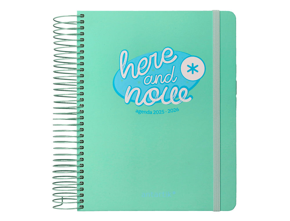 Agenda escolar antartik 25-26 espiral here and now azul pagina a5 bilingüe papel fsc 80 gr 80 gr