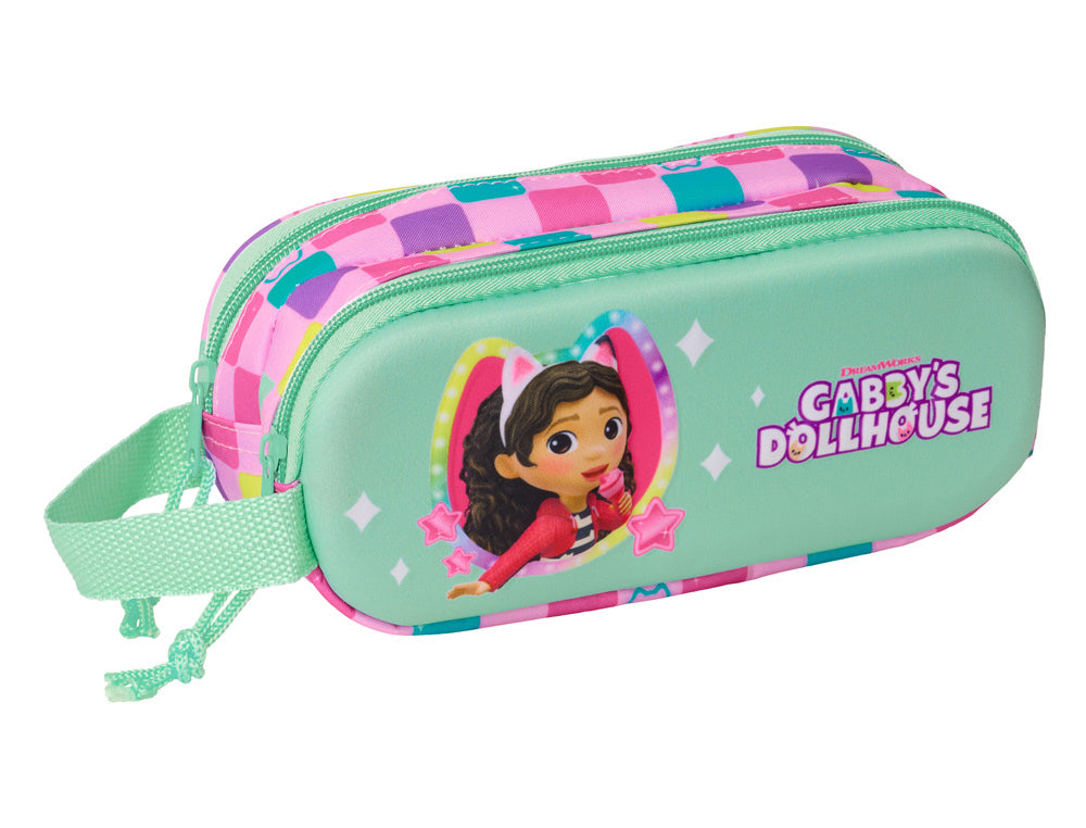 Bolso escolar portatodo safta doble 3d mochilas 3d gabby's dollhouse 80x210x60 mm
