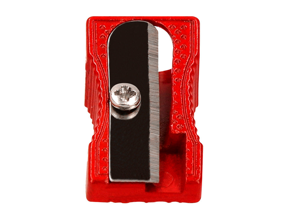 Sacapuntas liderpapel metalico cuña 1 uso color rojo