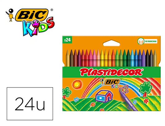 Lapices cera plastidecor caja de 24 colores surtidos