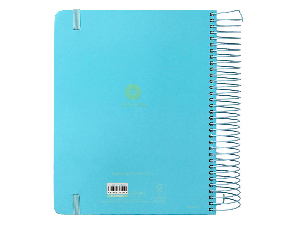Agenda escolar antartik 25-26 espiral here and now azul pagina a5 bilingüe papel fsc 80 gr 80 gr