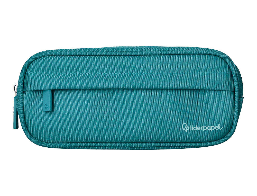 Estuche portatodo liderpapel classic ovalado 2 cremalleras con bolsillo delantero 210x90mm