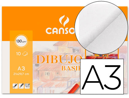 Papel dibujo basik 130 gr din a3 29,7x42 cm minipack de 10 hojas