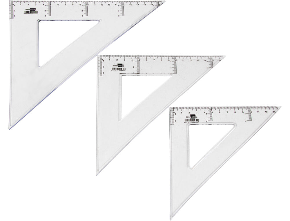 Escuadra liderpapel 25 cm plastico cristal