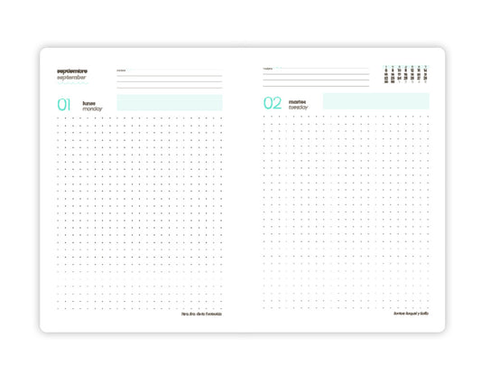 Agenda escolar liderpapel 25-26 espiral melting verde dia pagina a5 bilingüe papel fsc 80 gr