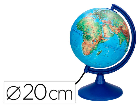 Globo terraqueo liderpapel con luz fisico y politico diametro 20 cm