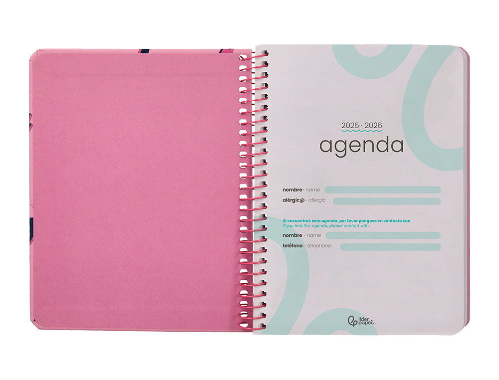 Agenda escolar liderpapel 25-26 teens patterns abstract pattern semana vista a6 bilingue papel fsc 80 gr