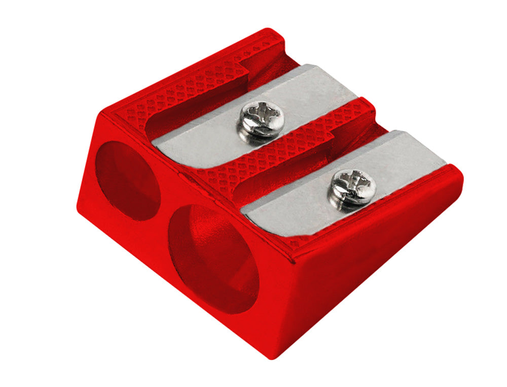 Sacapuntas liderpapel metalico cuña 2 usos color rojo