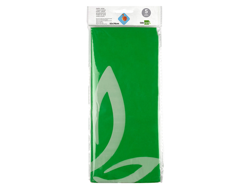 Papel seda liderpapel 52x76cm 18g/m2 bolsa de 5 hojas