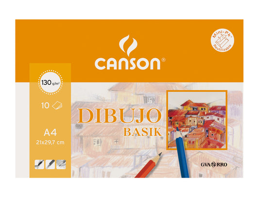 Papel dibujo basik 130 gr din a3 29,7x42 cm minipack de 10 hojas