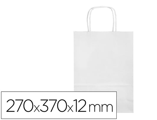 Bolsa papel q-connect celulosa blanco m con asa retorcida 270x370x12 mm