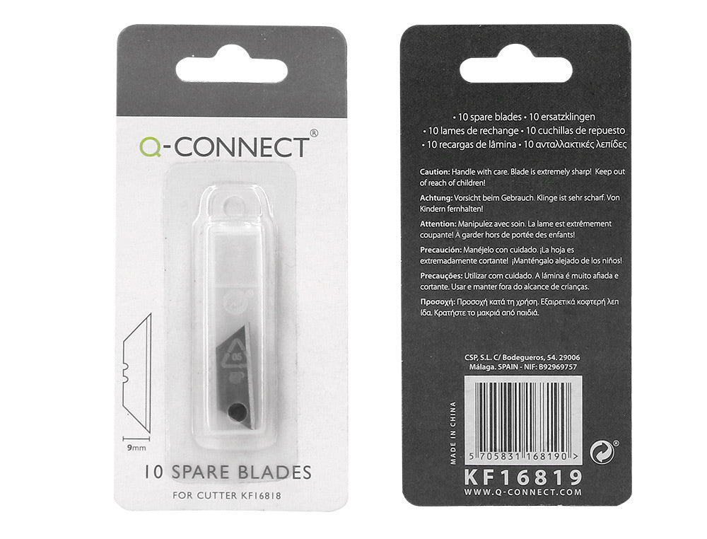 Repuesto cuter q-connect estrecho para modelo kf16818 cuchilla 9 mm blister 10 unidades