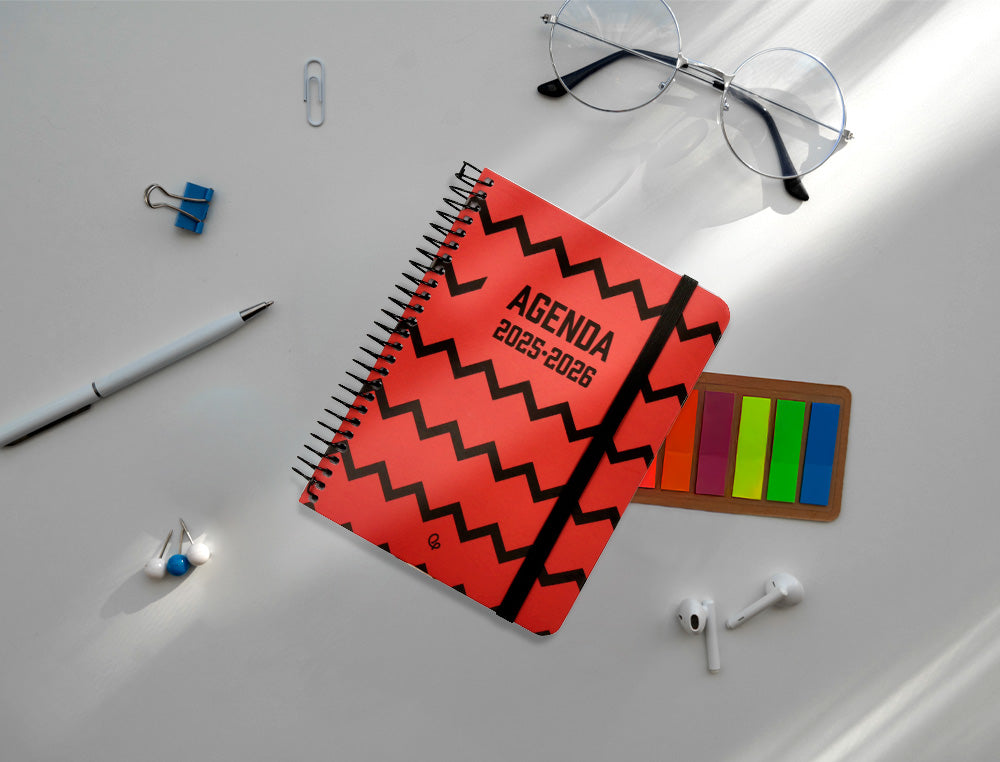 Agenda escolar liderpapel 25-26 espiral patterns zigzag semana vista a6 bilingüe papel fsc 80 gr