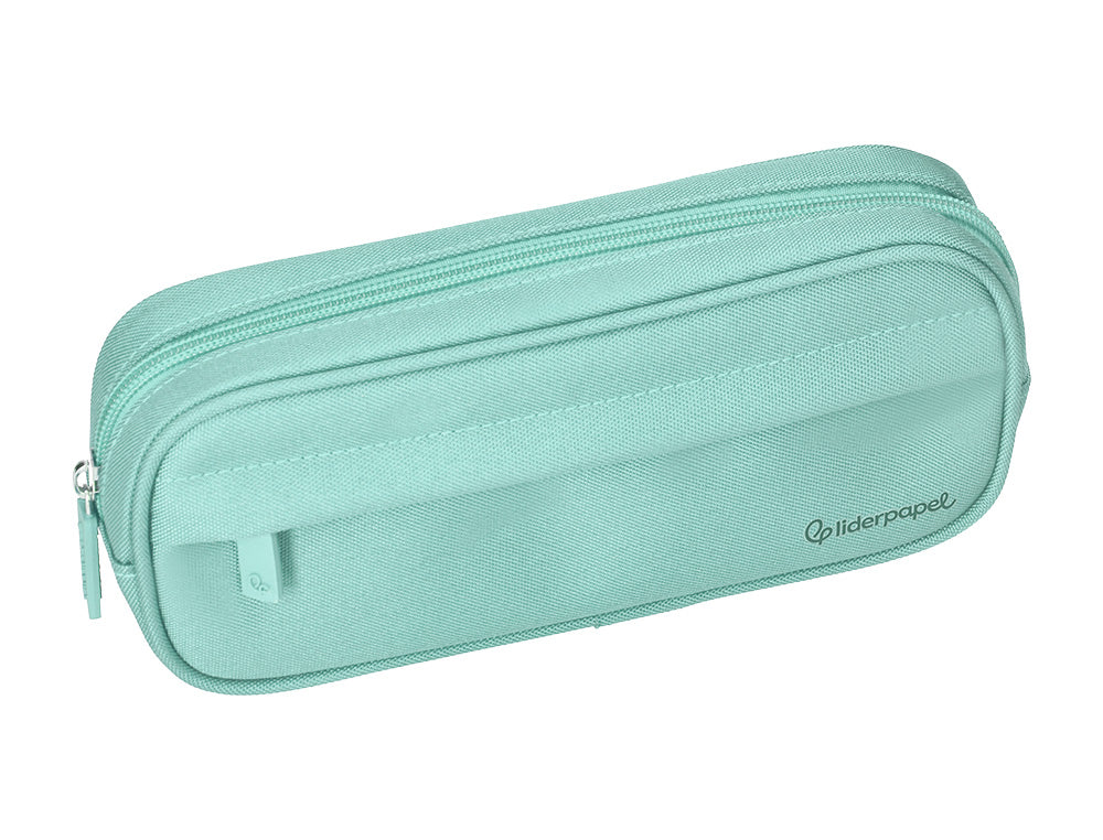Estuche portatodo liderpapel classic ovalado 2 cremalleras con bolsillo delantero 210x90mm