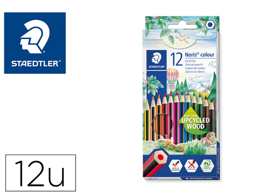 Lapices de colores staedtler upcycled wood ecologico 12 colores en caja de carton