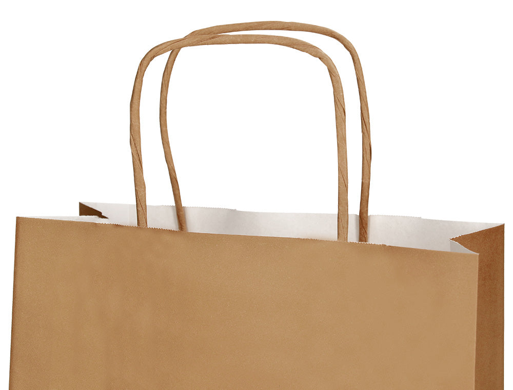 Bolsa papel q-connect celulosa natural liso l con asa retorcida 320x400x14 mm