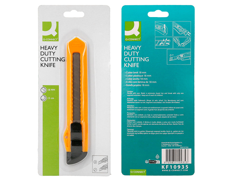 Cuter q-connect plastico ancho cuchilla 18 mm xd-11 blister 1 unidad