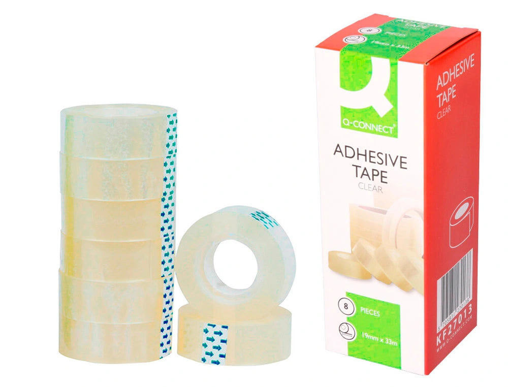 Cinta adhesiva q-connect transparente 33 mt x 19 mm