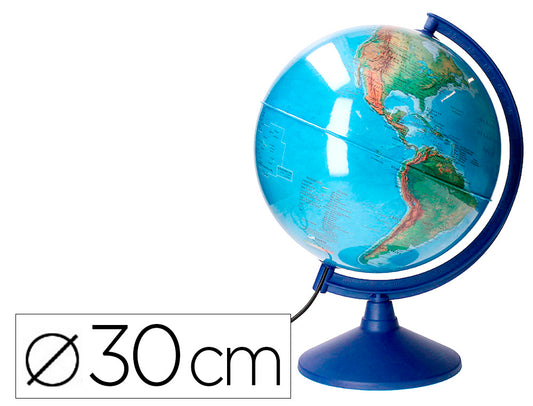 Globo terraqueo liderpapel con luz fisico y politico escribible diametro 30 cm
