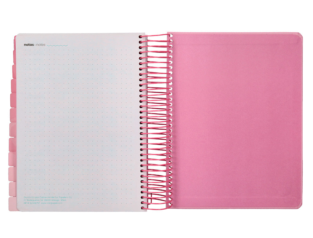 Agenda escolar liderpapel 25-26 espiral patterns militar rosa dia pagina a5 bilingüe papel fsc 80 gr