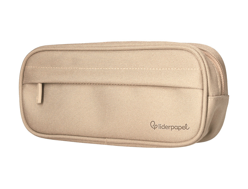 Estuche portatodo liderpapel classic ovalado 2 cremalleras con bolsillo delantero 210x90mm