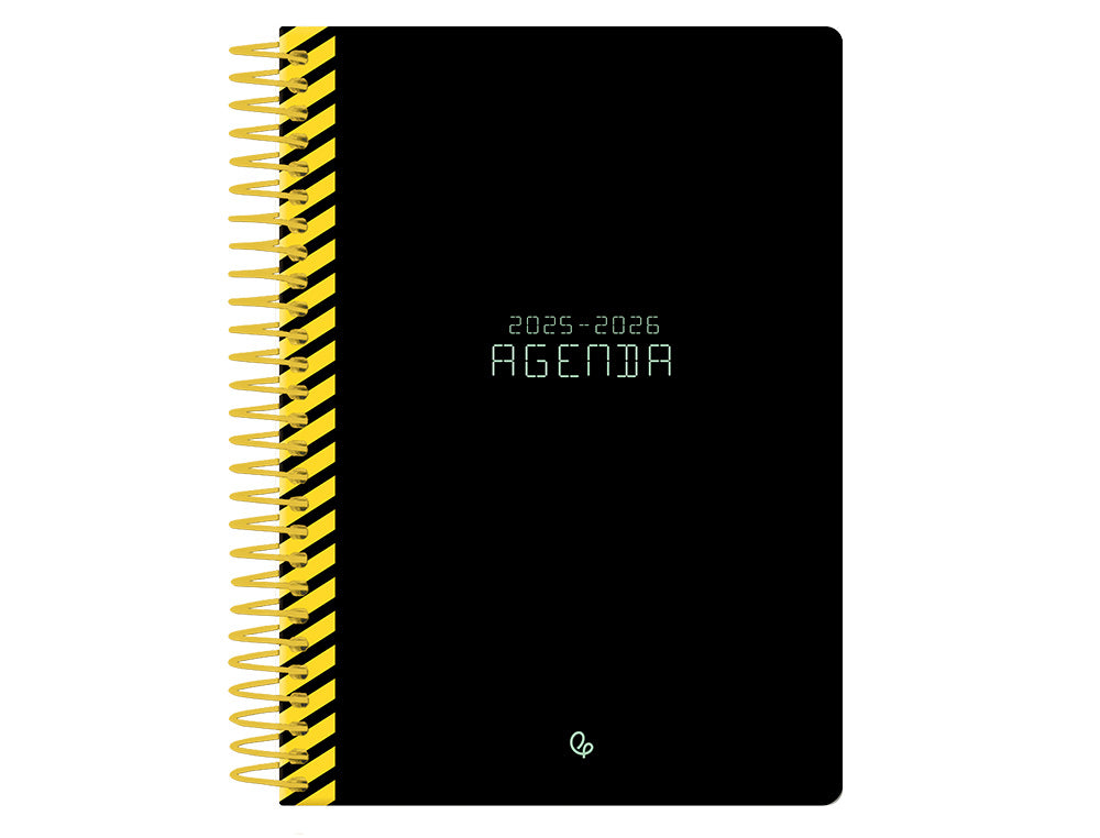 Agenda escolar liderpapel 25-26 espiral classic negro semana vista a5 bilingüe papel fsc 70 gr