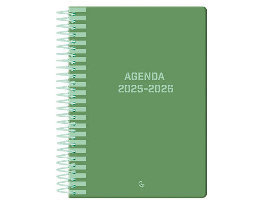 Agenda escolar liderpapel 25-26 espiral classic verde semana vista a5 bilingüe papel fsc 70 gr