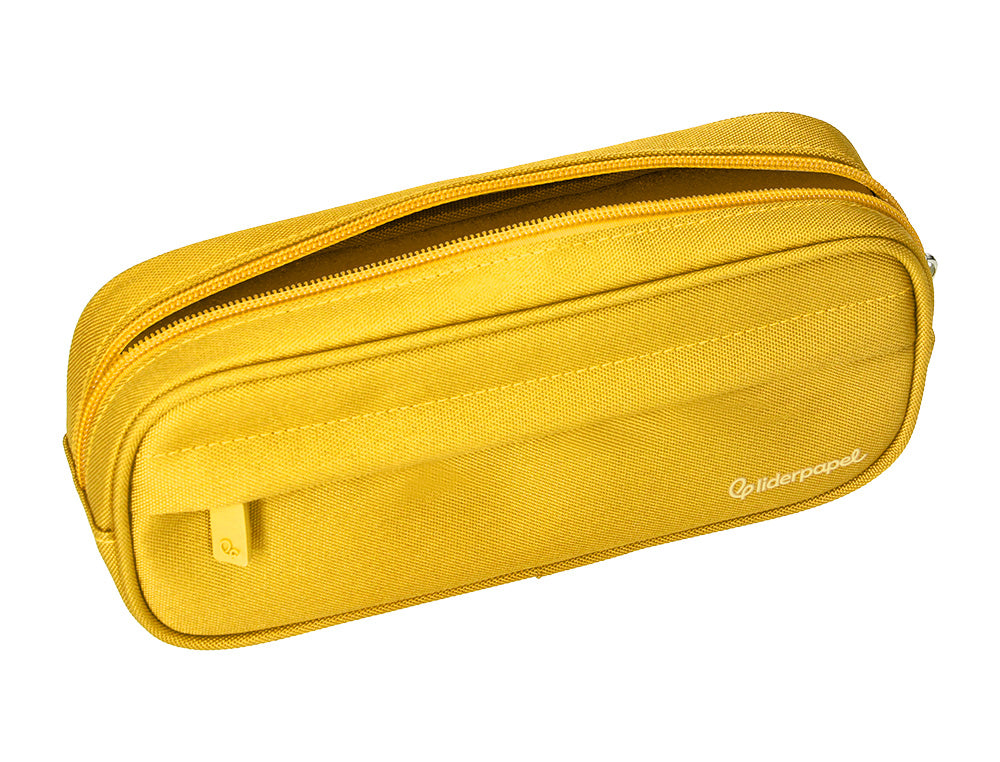 Estuche portatodo liderpapel classic ovalado 2 cremalleras con bolsillo delantero 210x90mm